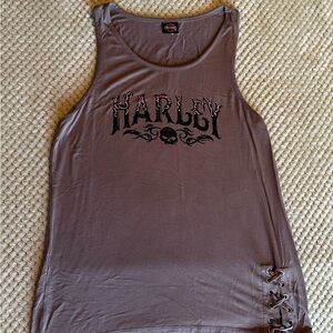 Harley-Davidson Gray Tank Top with Skull Design